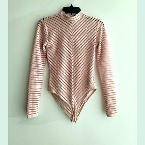 Women's Mesh Chevron Striped Bodysuit